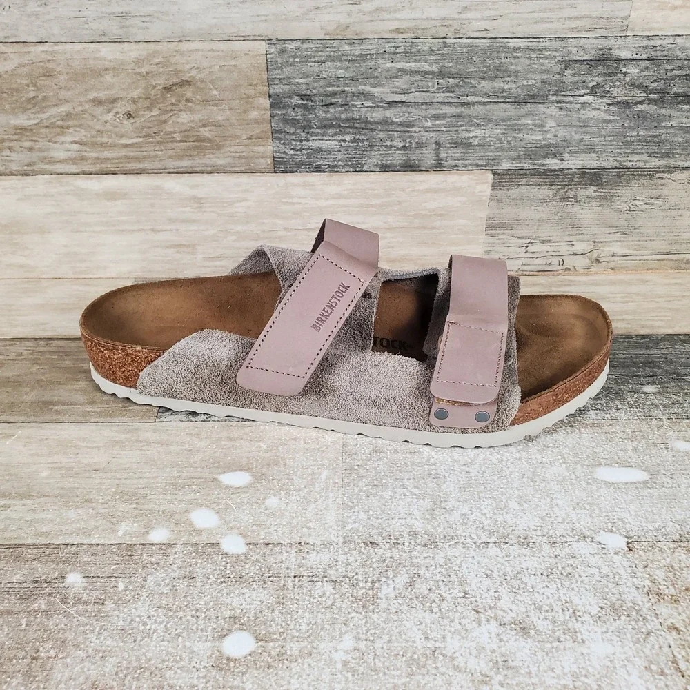 Birkenstock Uji Mens Sandals Sz 13 Taupe Suede Leather Slip On Open Toe